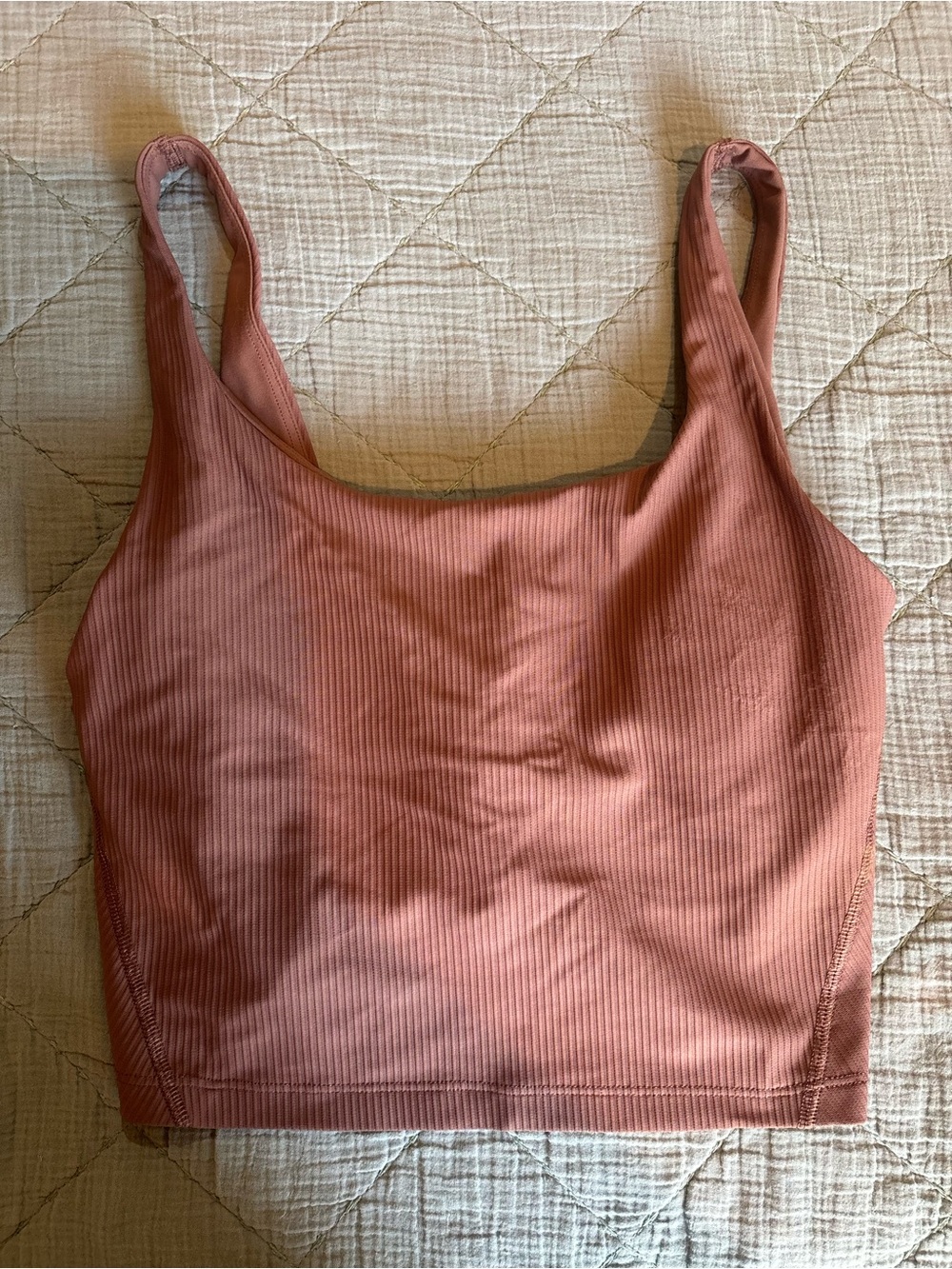 Old Navy Ribbed Square-Neck Sports Bra - Mauve Pink